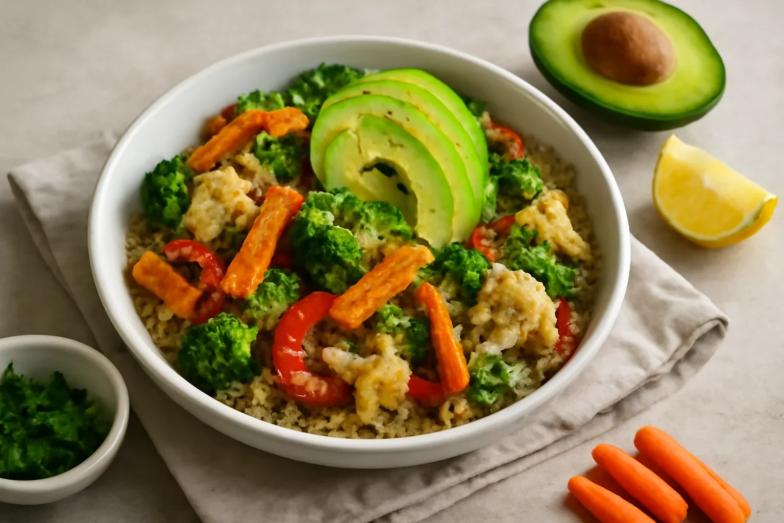 Salată caldă cu quinoa și legume la cuptor