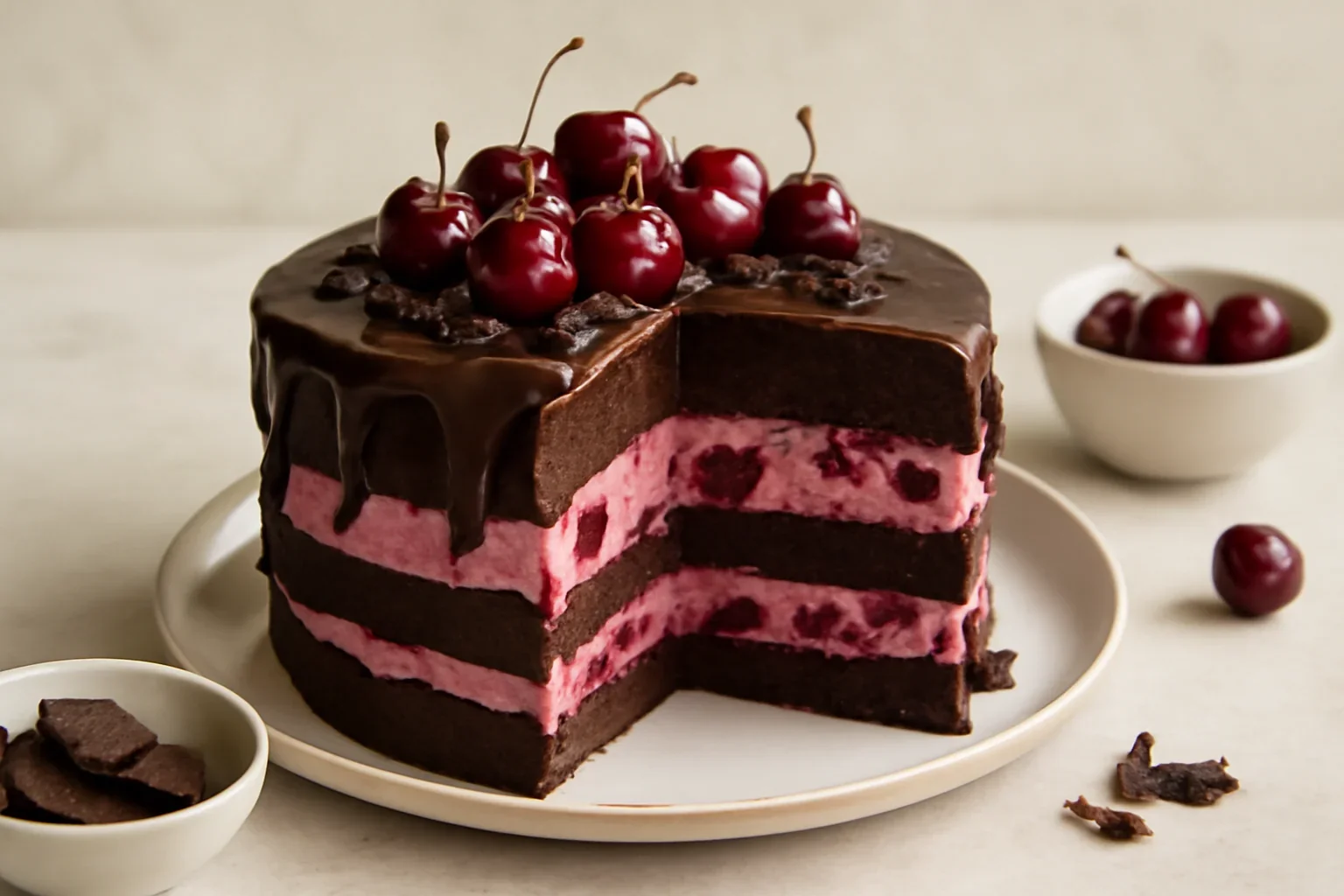 Tort de ciocolata cu mousse de visine