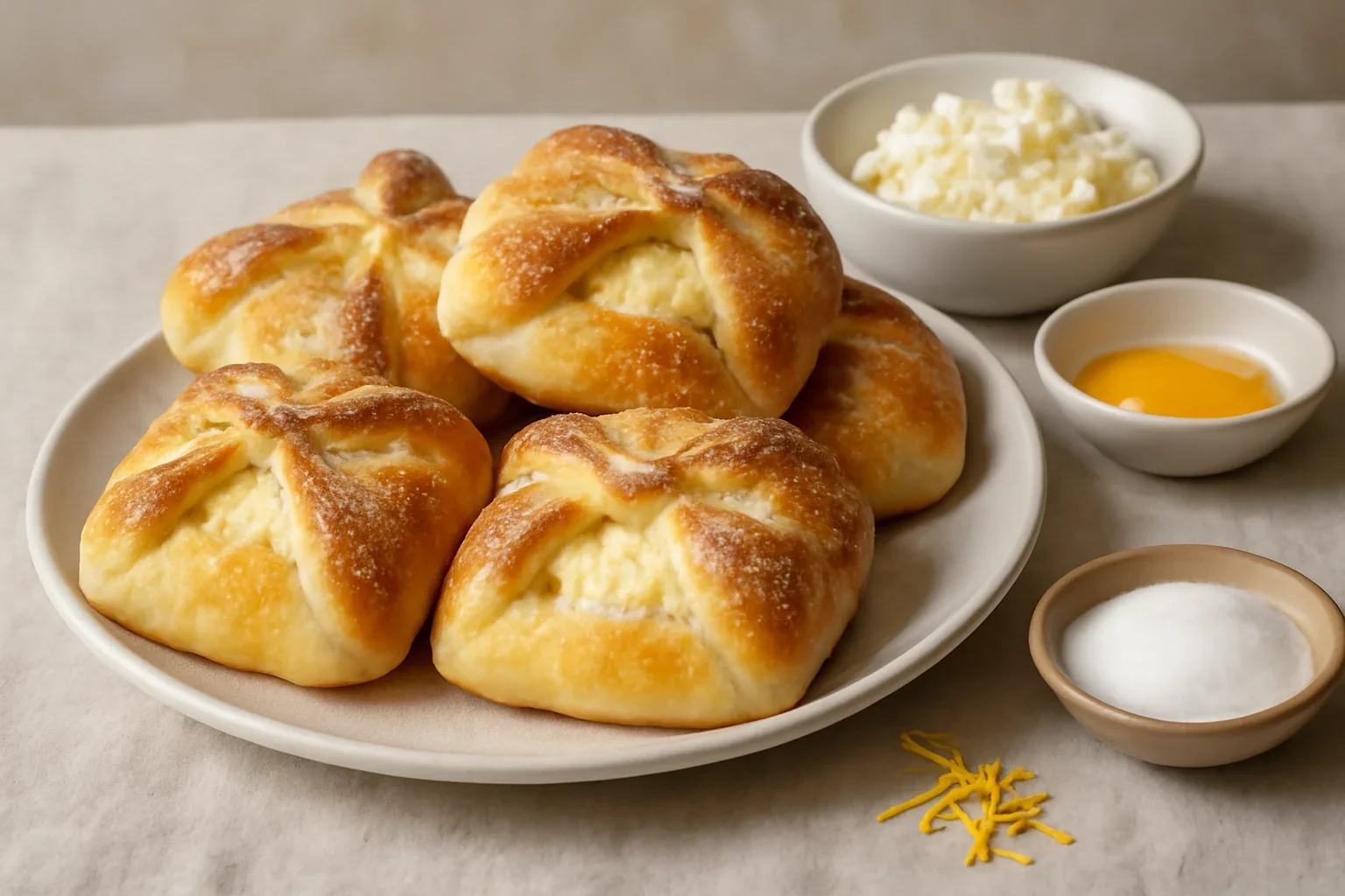 Placinte poale-n brau pufoase, cu branza de vaci