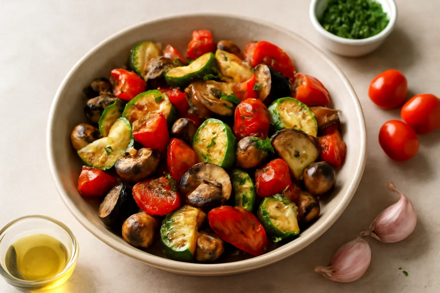 Legume rumenite la air fryer (friteuză cu aer cald) – ciuperci, dovlecei, ardei, roșii etc