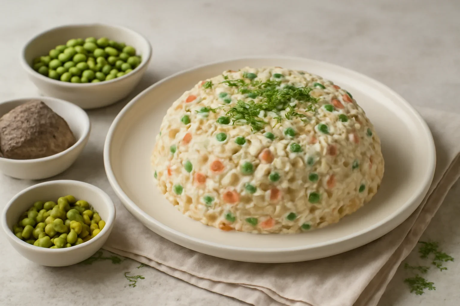 Salată de boeuf dietetică cu maioneză cremoasă fără ulei