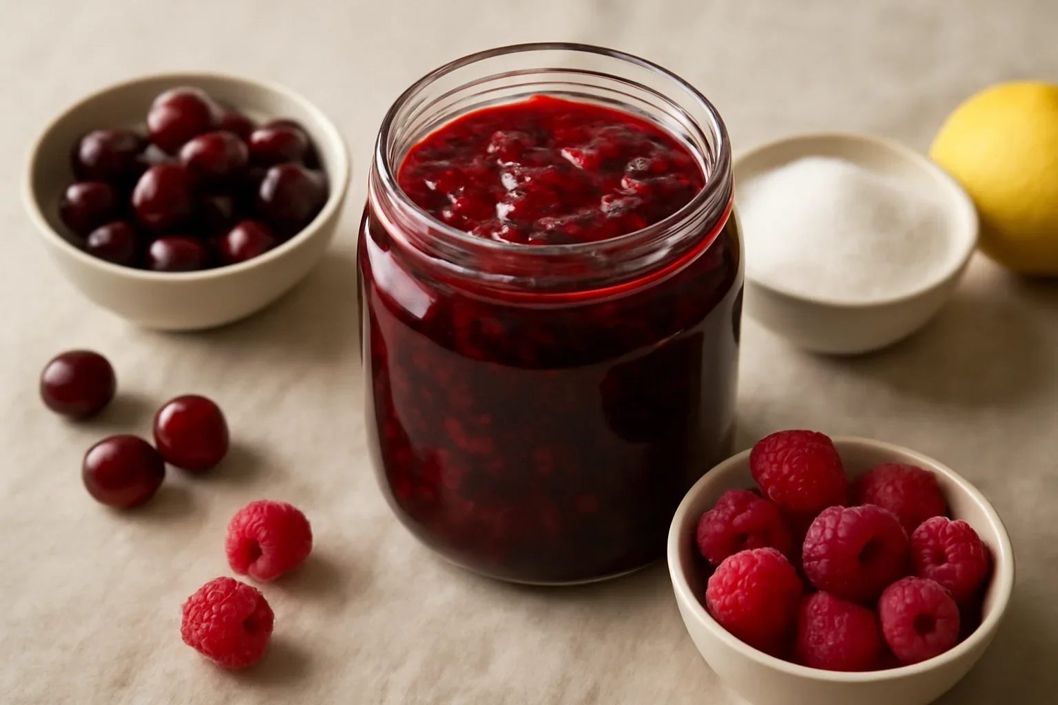 Dulceață de vișine cu zmeură (rețeta cu zahăr puțin) – preferata mamei mele