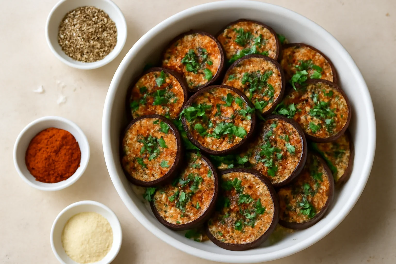 Vinete rumenite la air fryer sau cuptor – cu usturoi și ierburi aromatice, în stil arăbesc (de post)