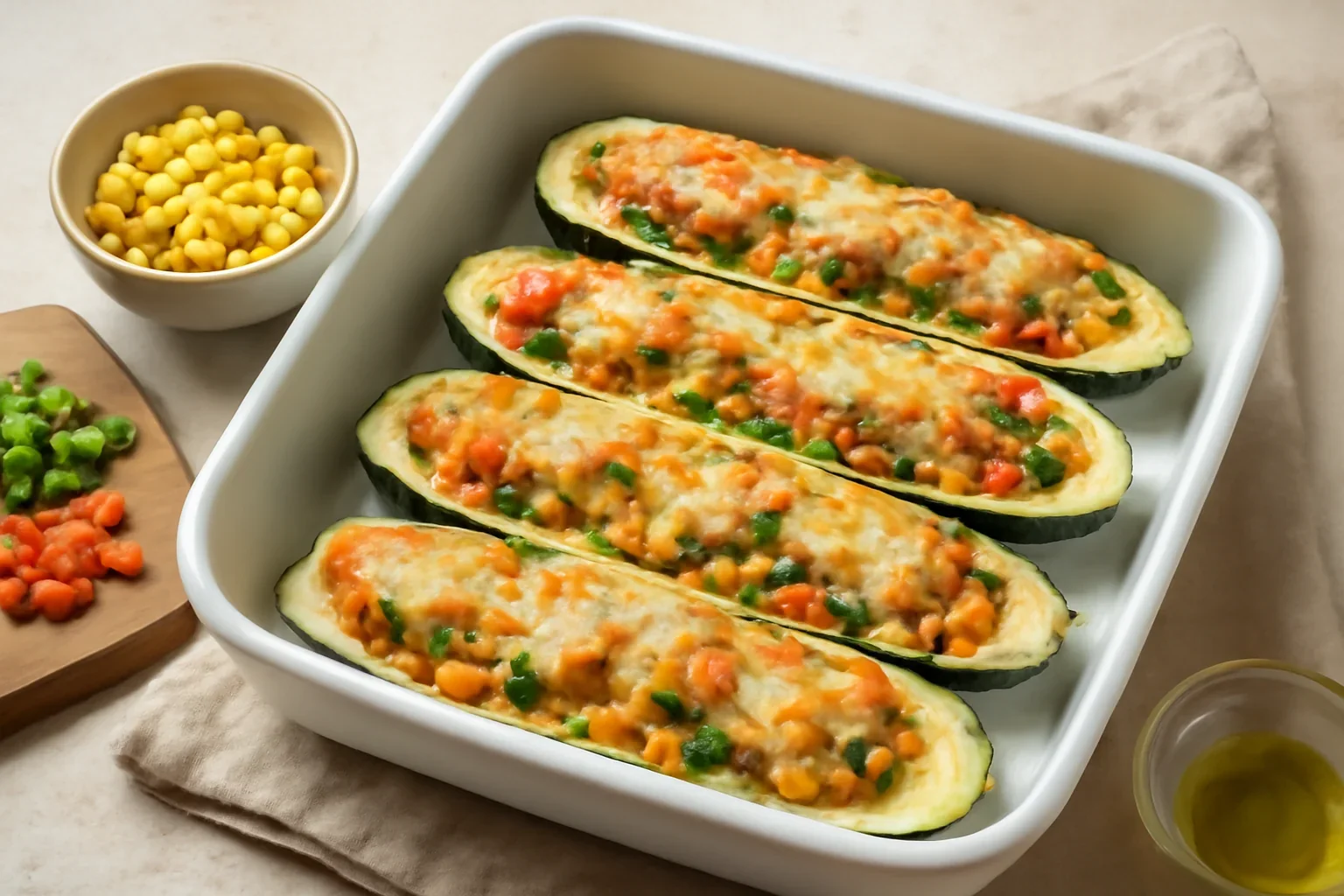 Dovlecei la cuptor umpluti cu legume mexicane