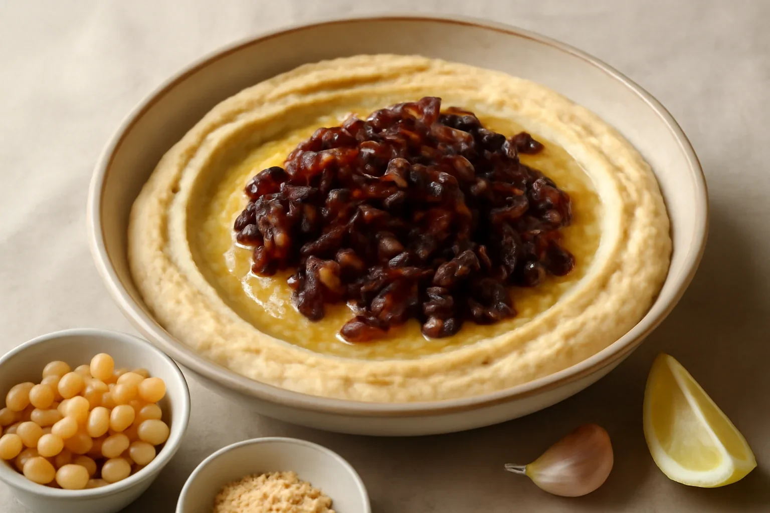 Hummus cu ceapa caramelizata