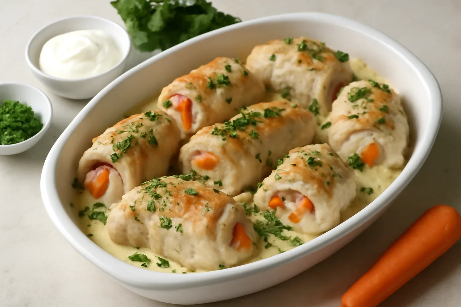Rulouri din piept de pui cu morcov si mozzarella