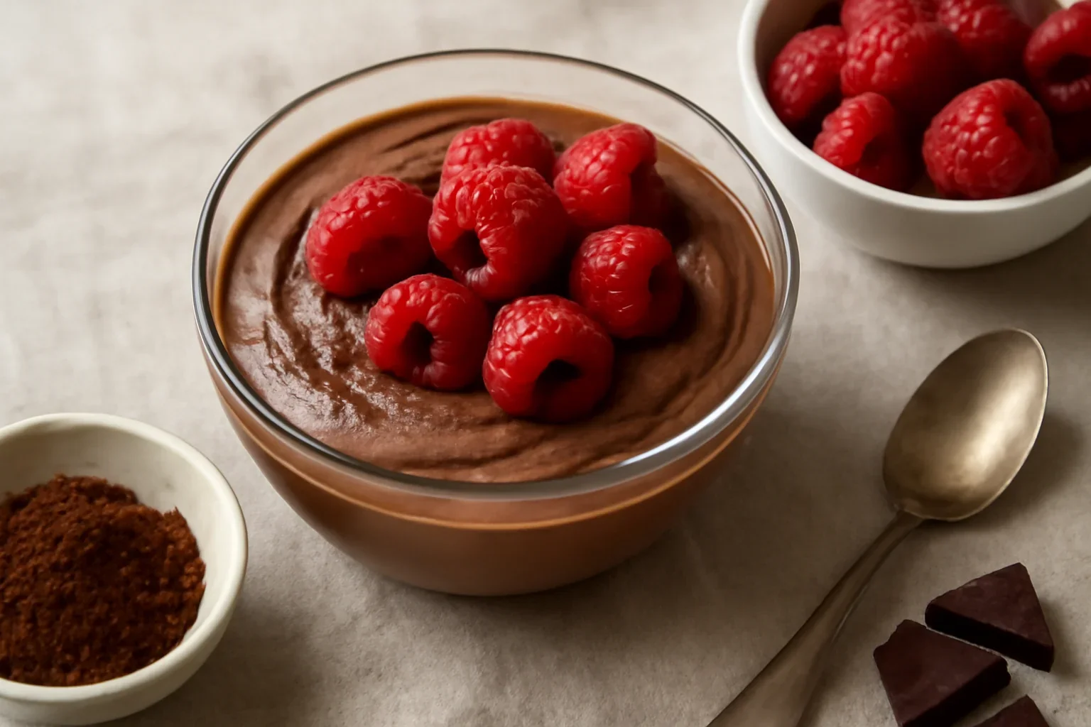 Mousse francez de ciocolată cu zmeură