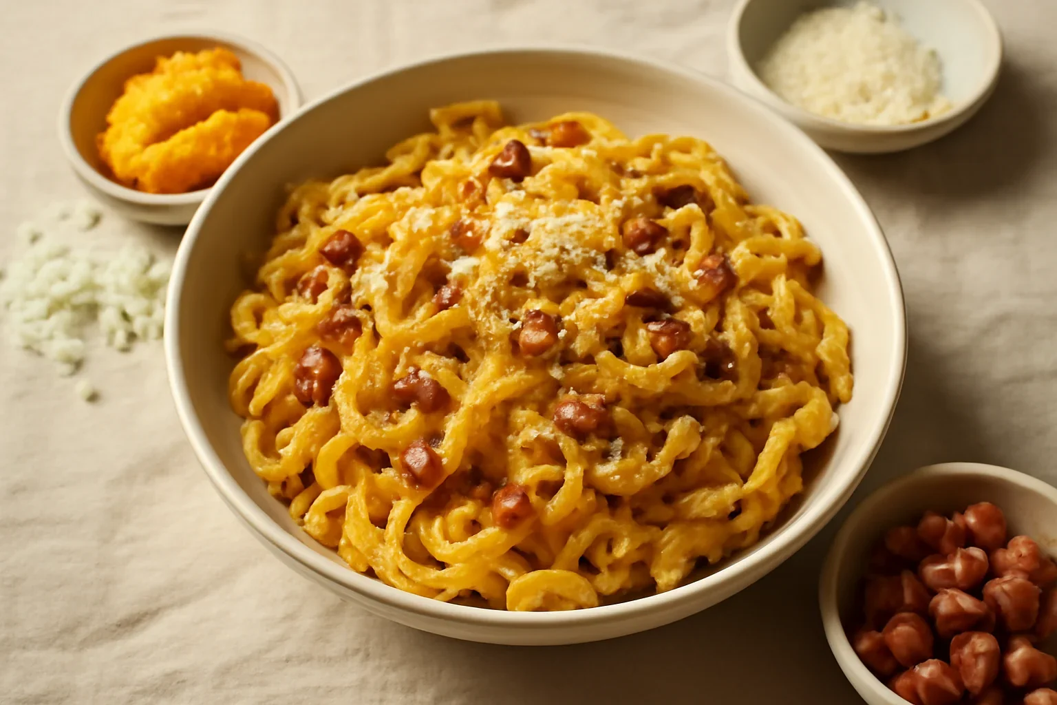 Paste carbonara cu dovleac copt