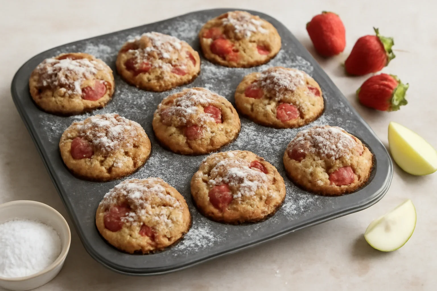Muffins cu pere si capsuni