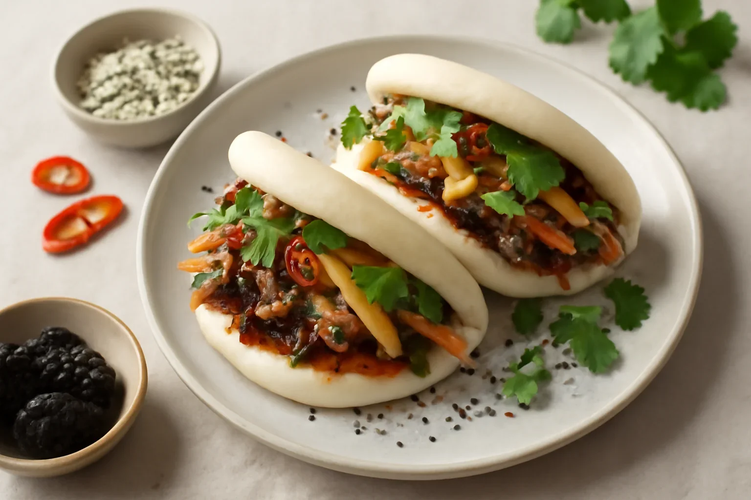 Duck Bao Buns cu salată proaspătă