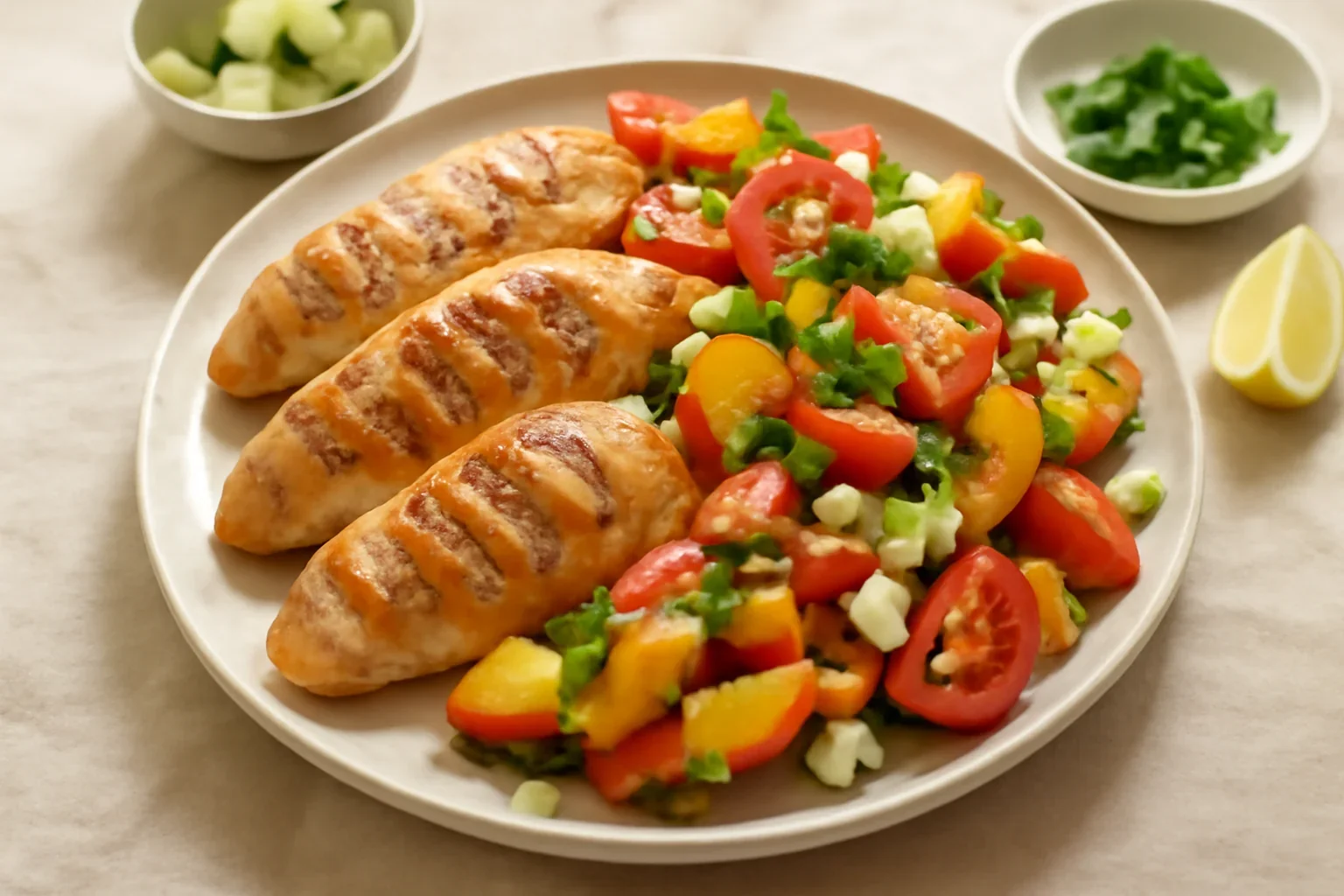 Piept de pui cu salată de piersici