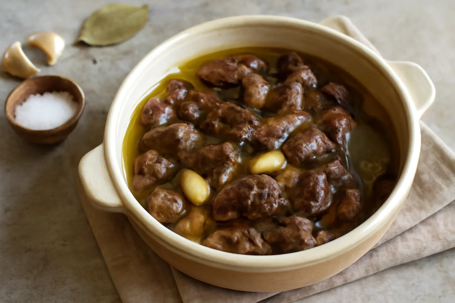 Ficatei, inimi si pipote de pasare la garnita, in untura
