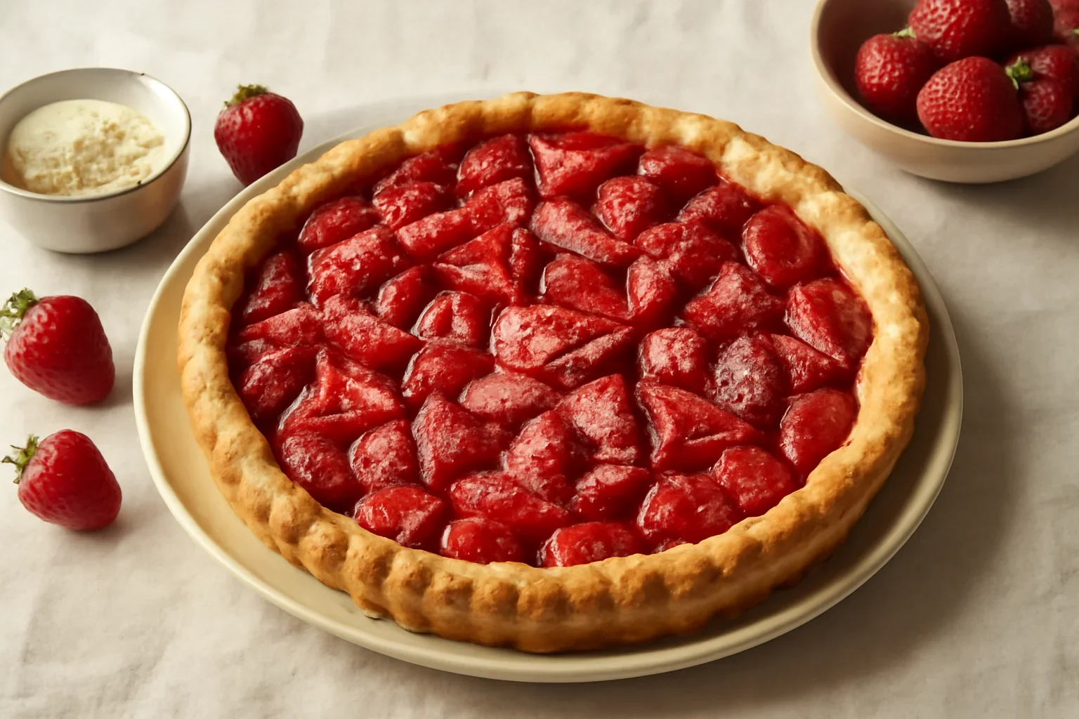 Tarta cu aluat fraged si capsune