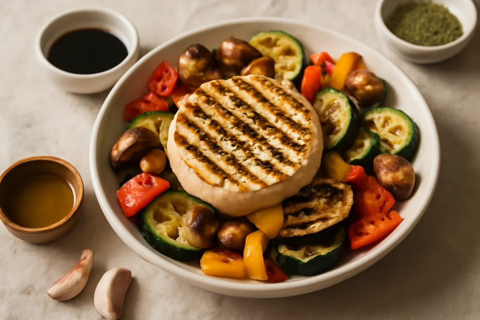 Camembert la gratar cu legume