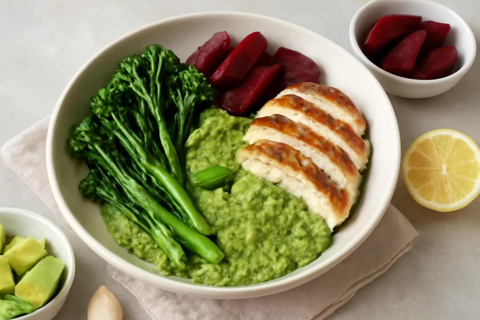 Salată de pui cu pesto de avocado