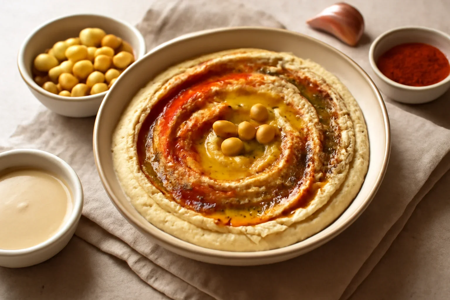 Hummus cu paprika și za’atar – rețeta de cremă de năut vegană (de post)