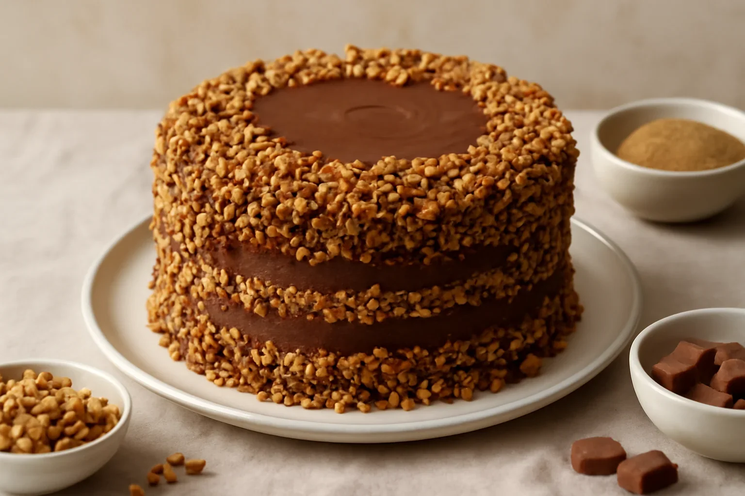 Tort grilias cu ciocolata si nuci caramelizate (tort krantz sau crant)