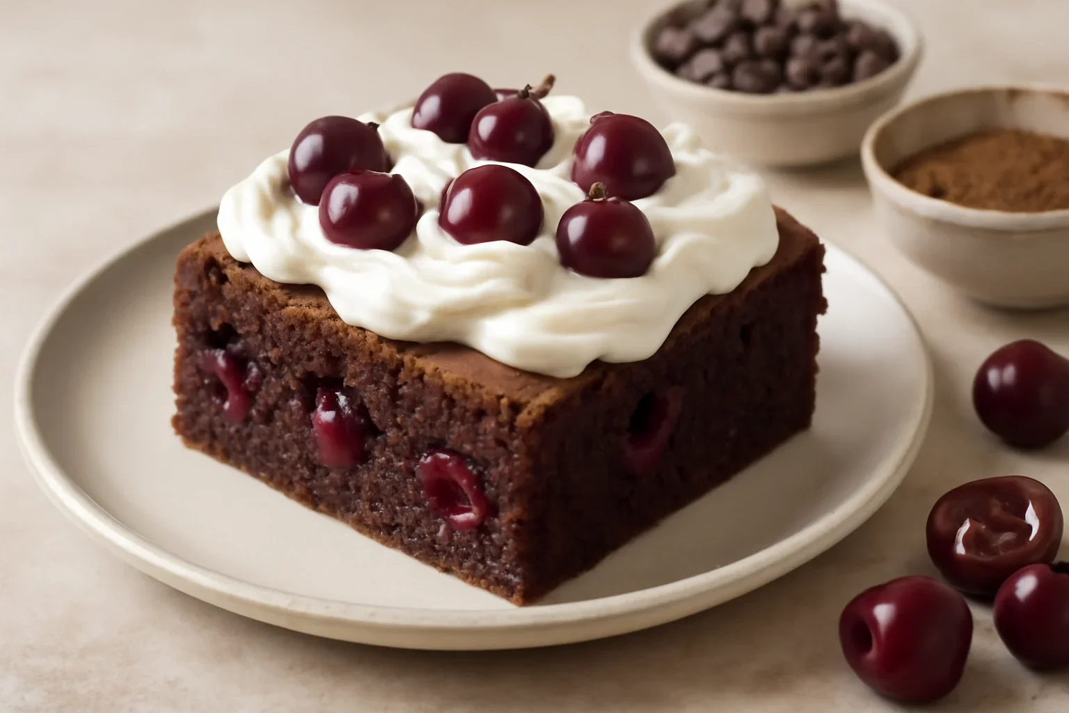 Brownie Padurea Neagra, negresa cu cirese si frisca