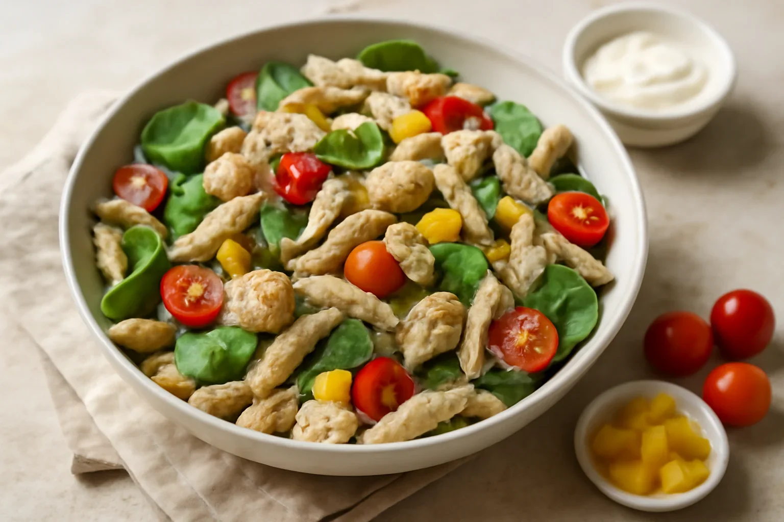 Salată de paste cu carne de pui