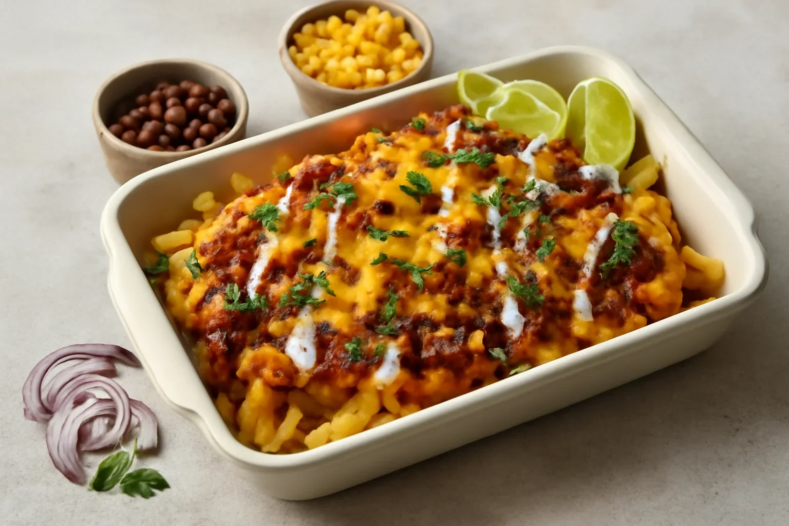 Chili Cheese Fries – rețeta de cartofi prăjiți (la cuptor) cu chili con carne și brânză gratinată