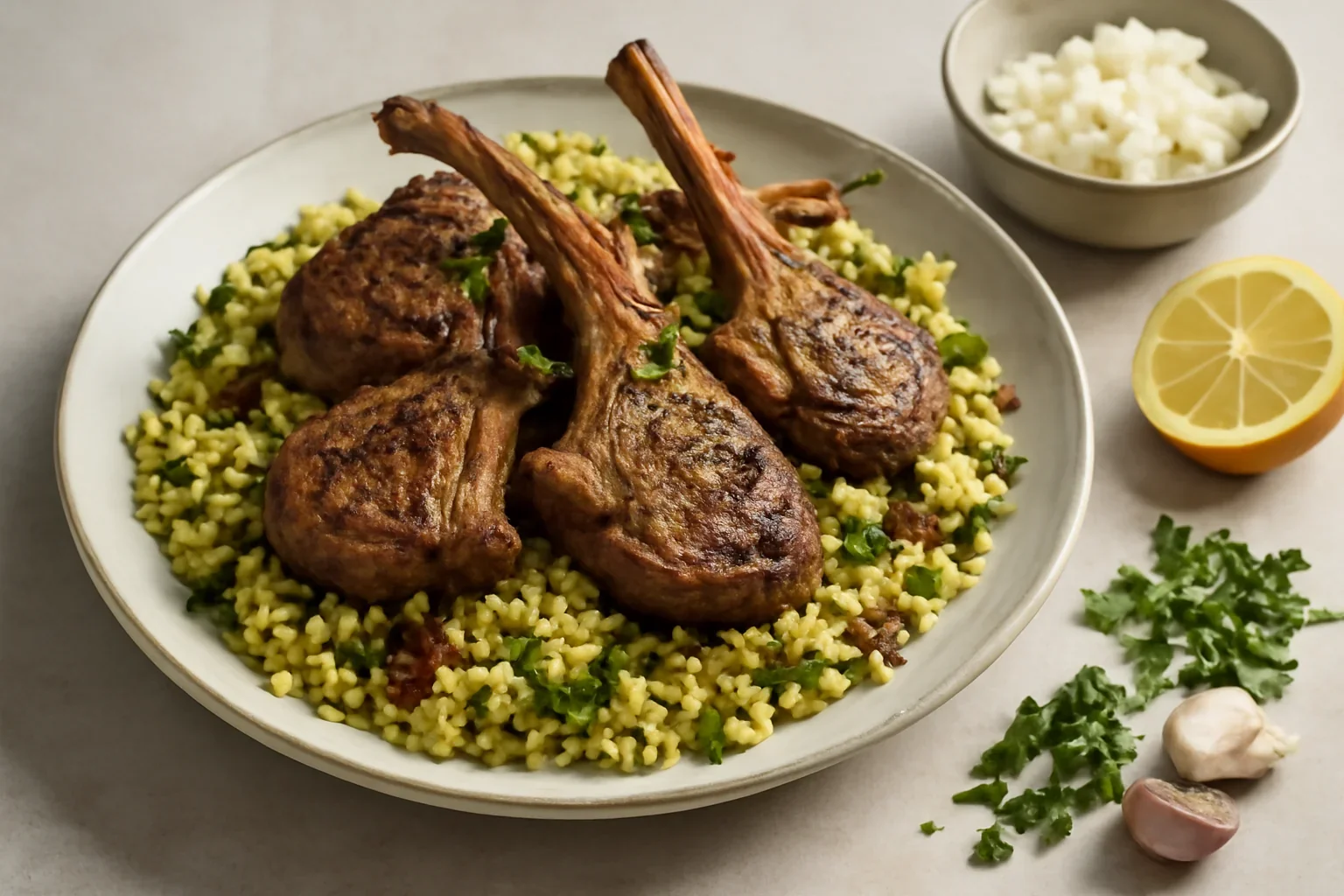 Cotlete de berbecut cu bulgur