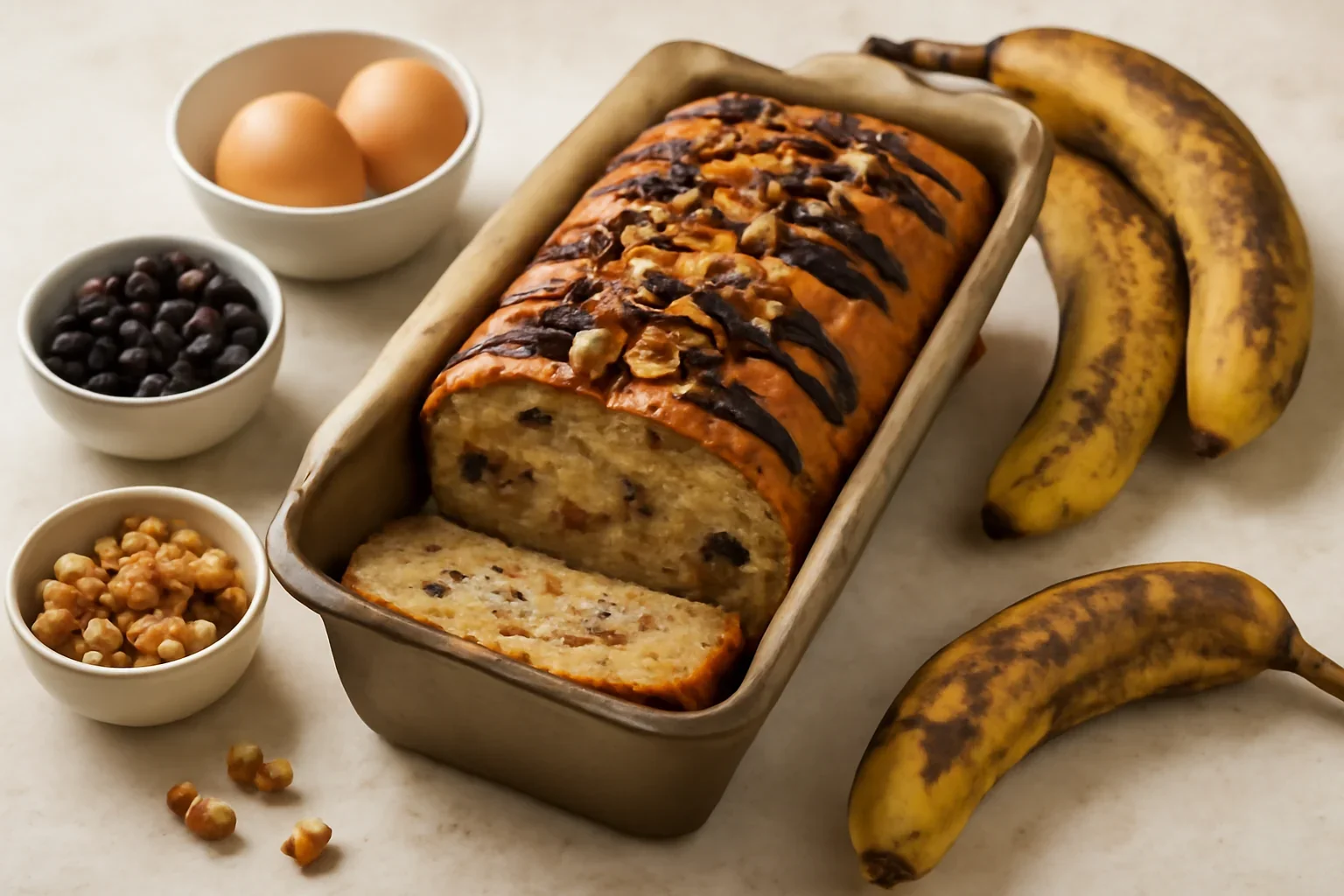 Banana bread fără zahăr – rețeta de chec simplu cu banane și nucă
