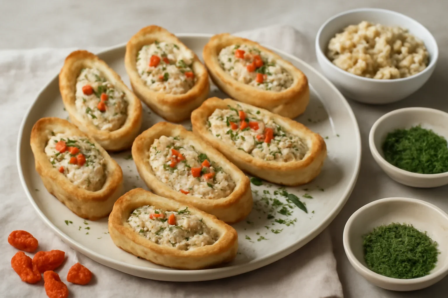 Barcute din paine umplute cu ton si ricotta