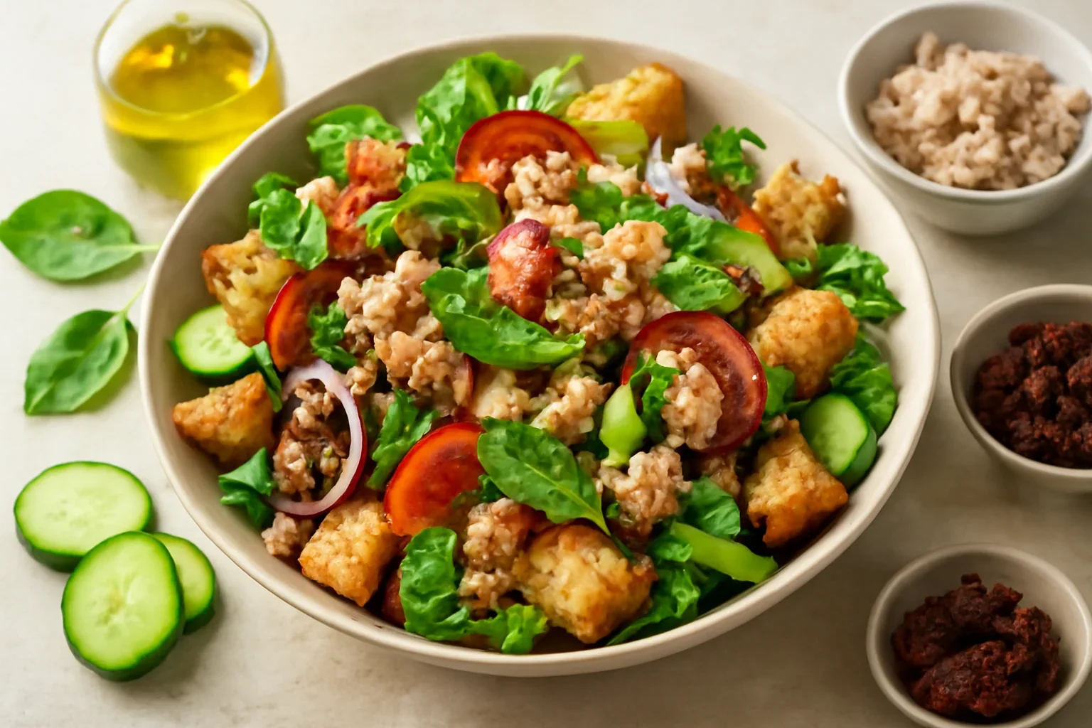 Panzanella, salata italiana de rosii cu paine