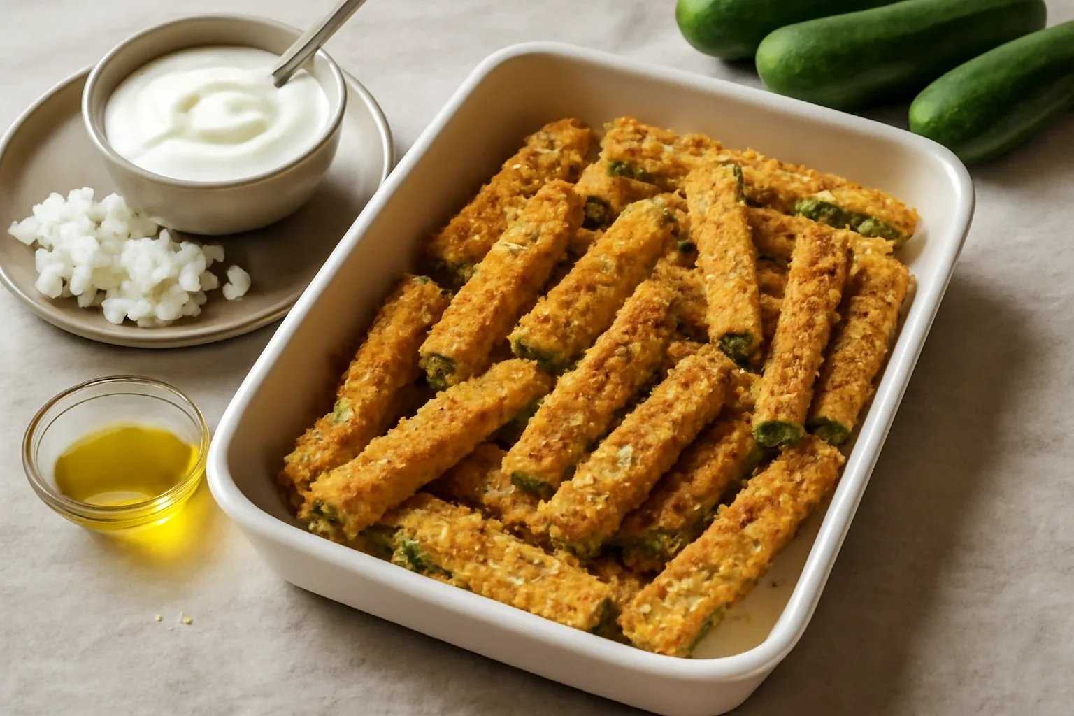 Dovlecei crocanti la cuptor – bastonase de dovlecei pane in crusta crocanta fara ou