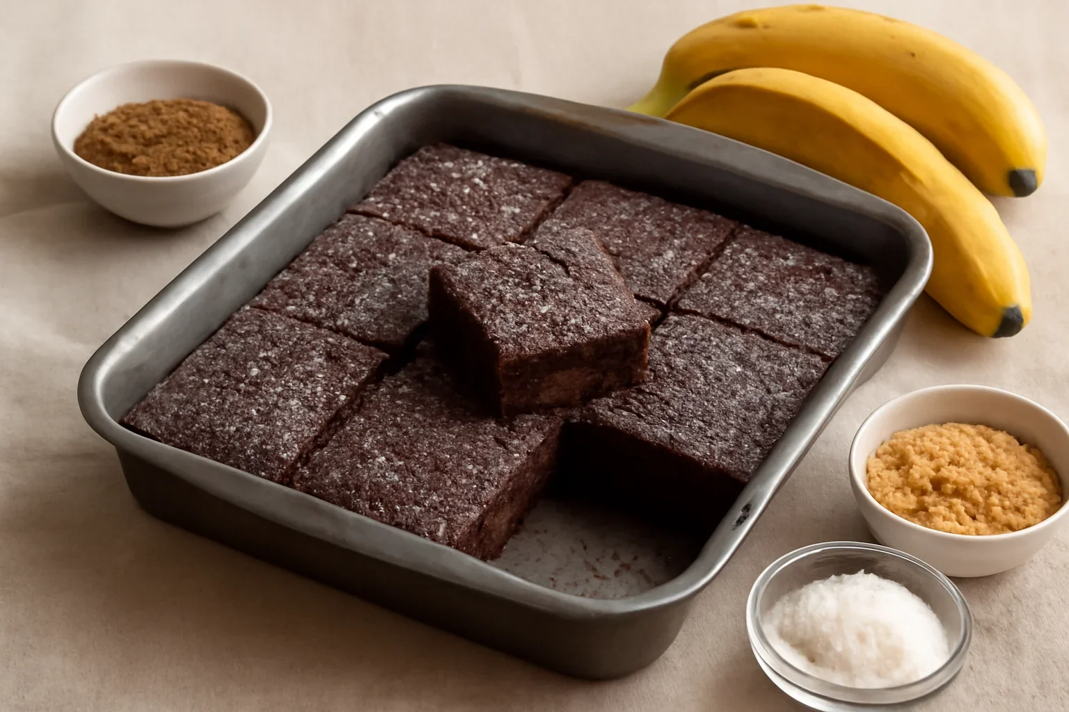 Negresă de post cu banane, fără făină (gluten) – rețeta de brownies vegane