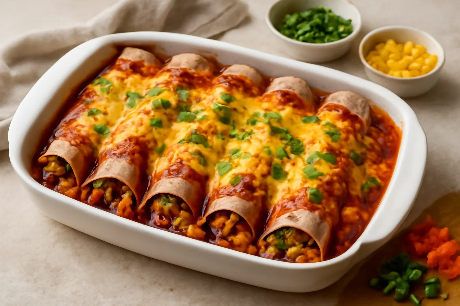Enchiladas de pui cu porumb și fasole – rețetă detaliată