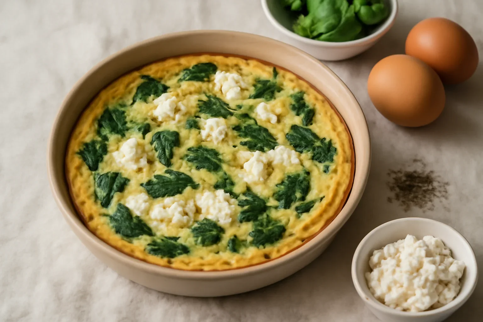Omletă coaptă cu spanac și ricotta