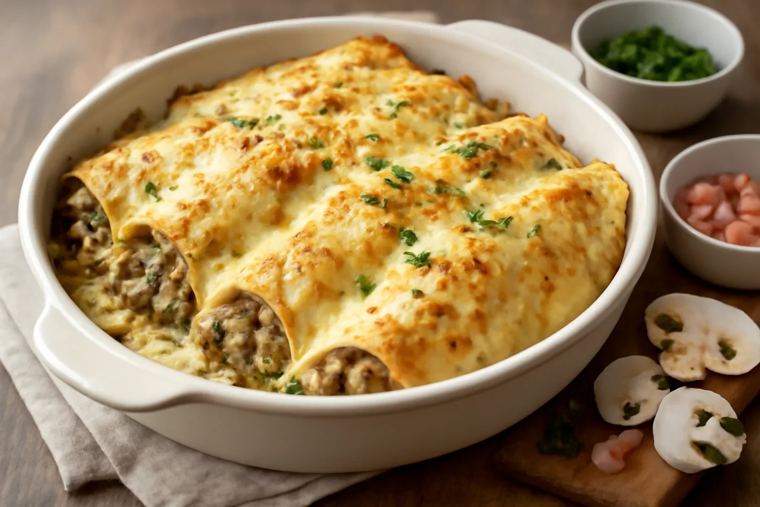 Clătite gratinate cu ciuperci