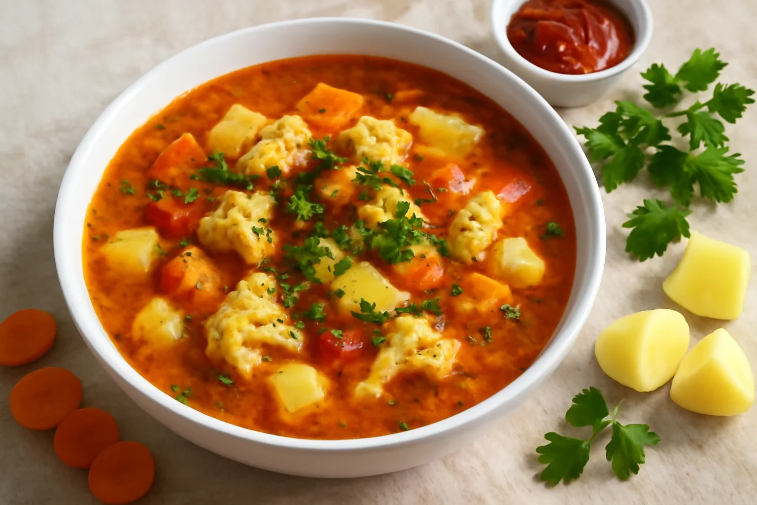 Ciorbă de conopidă cu roșii și cartofi – rețeta de post sau de dietă