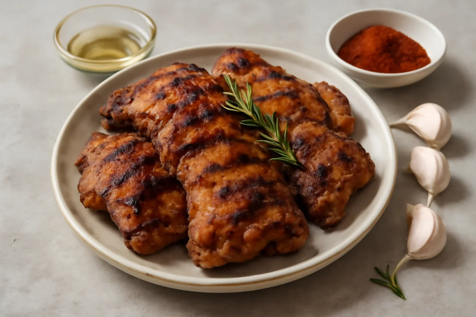 Pulpe de pui marinate, pe gratar, fragede si aromate