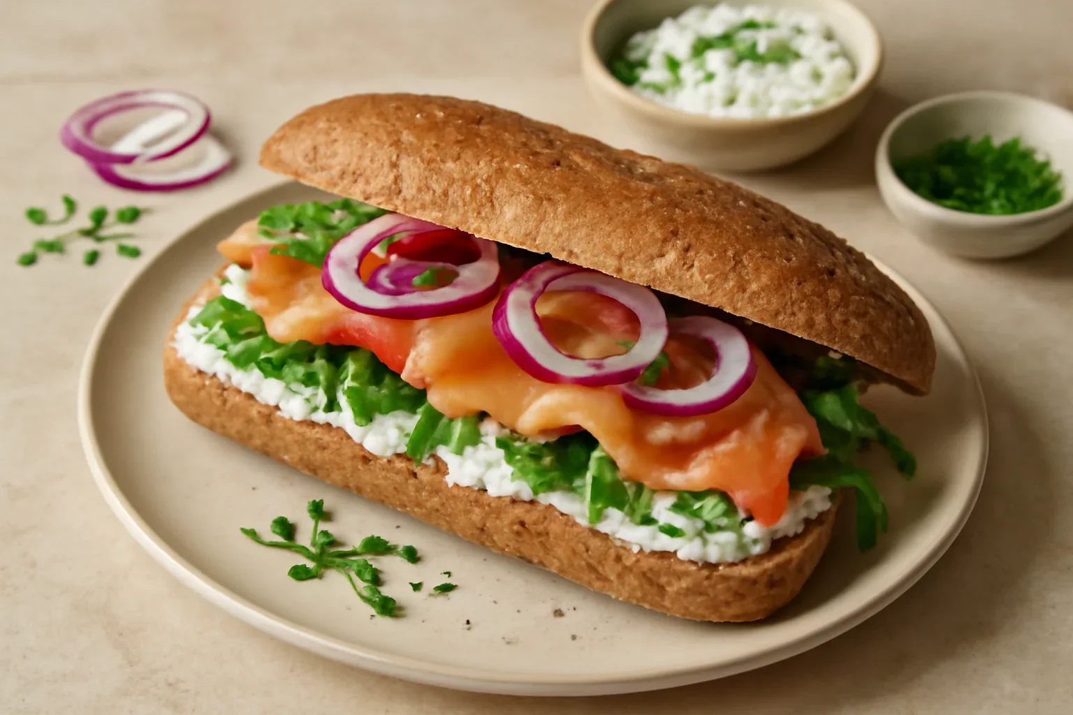 Sandwich cu somon afumat