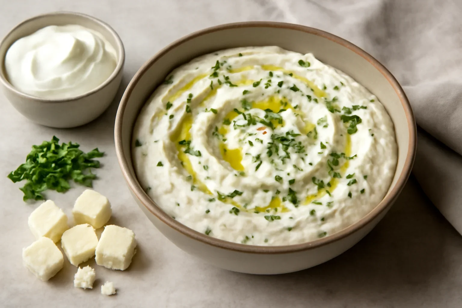 Cremă de telemea, caș sau brânză feta cu iaurt – rețetă rapidă