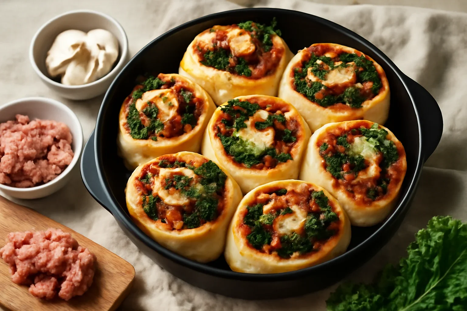 Rulouri pizza cu varza kale