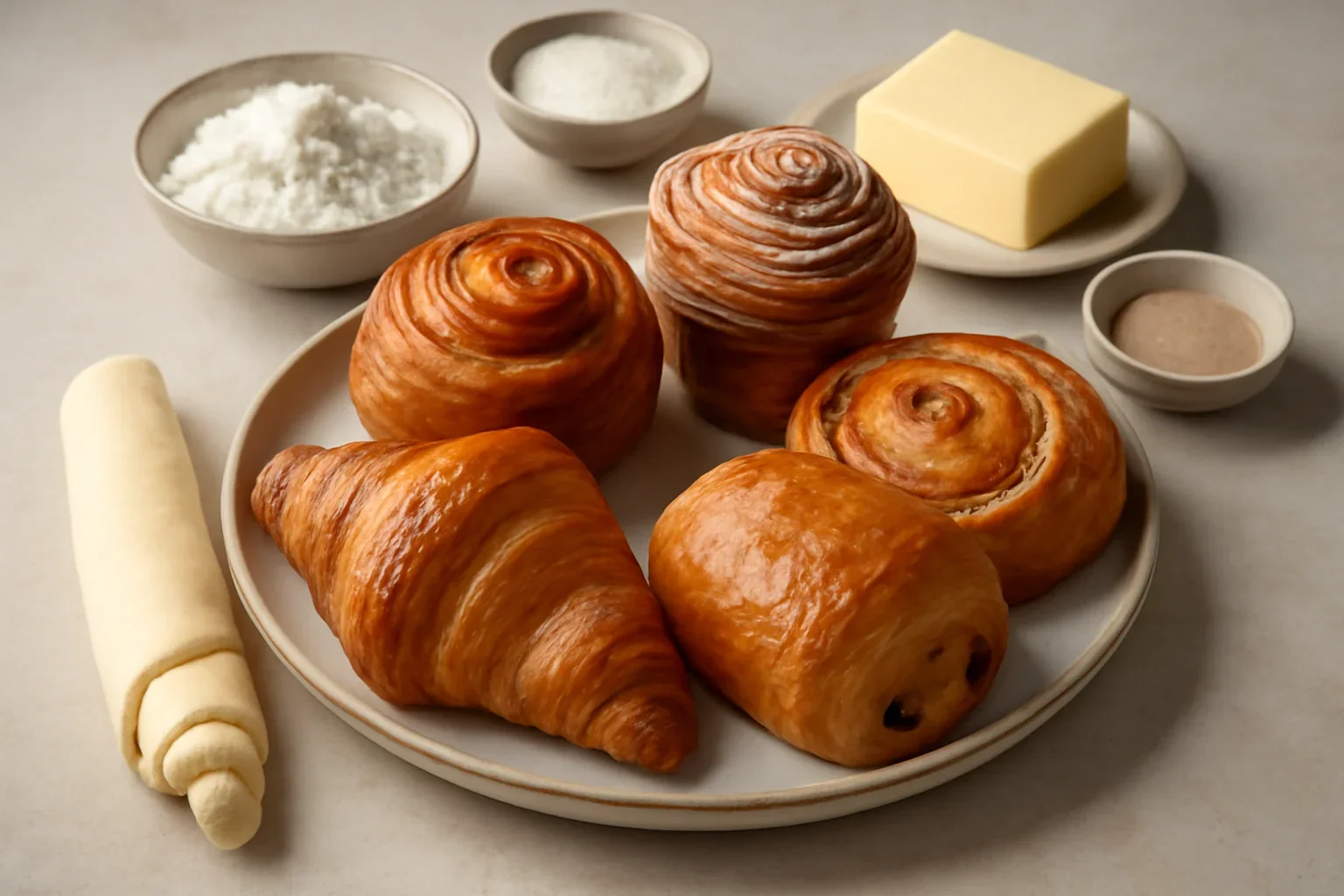 Aluat pentru croissant, New York Roll, Cruffin, pain au chocolat, pain aux raisins sau alte viennoiseries