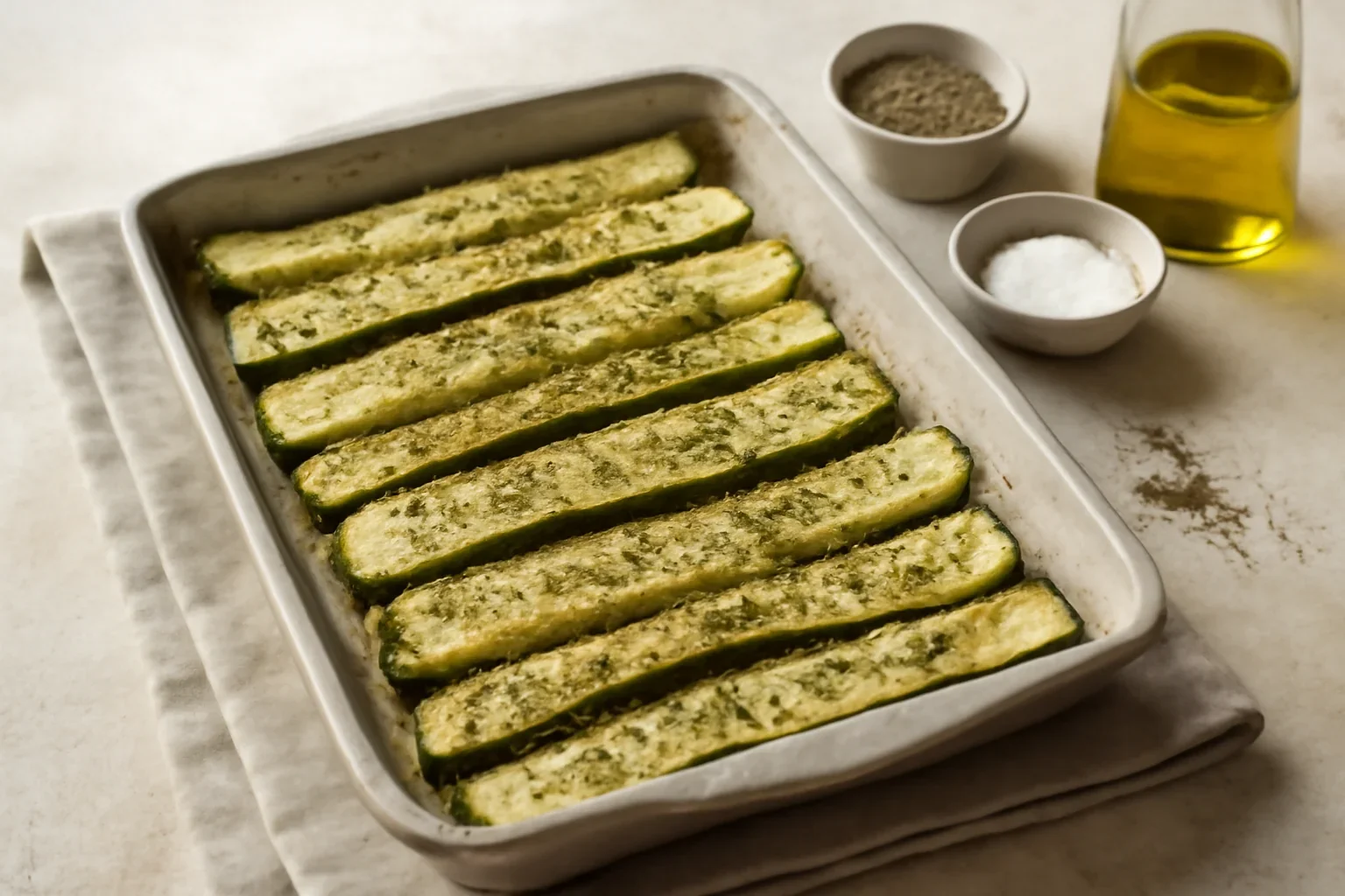 Dovlecei la cuptor cu ulei si oregano