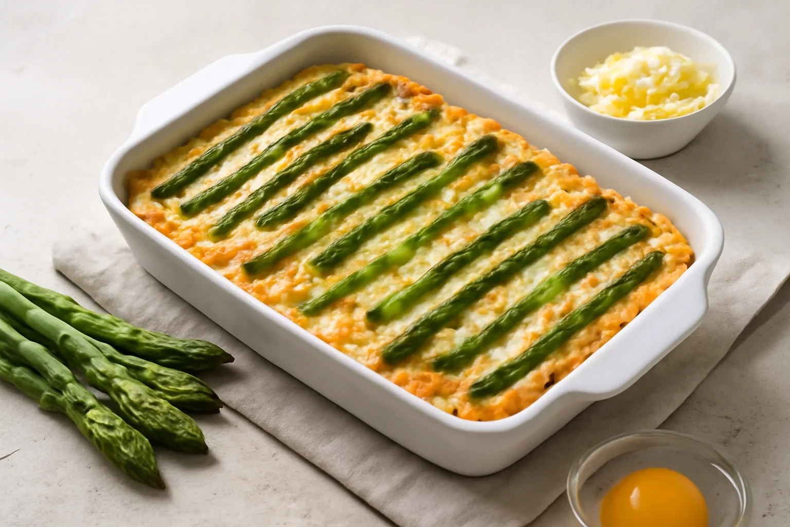 Omletă cu sparanghel și cașcaval – la cuptor