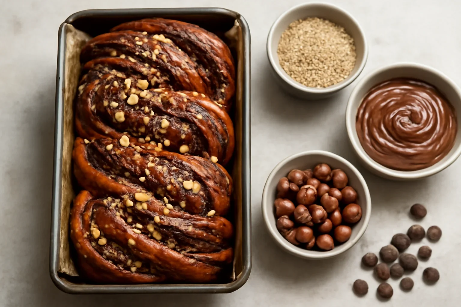 Babka cu Nutella, ciocolată și alune de pădure – rețeta de cozonac despicat și împletit