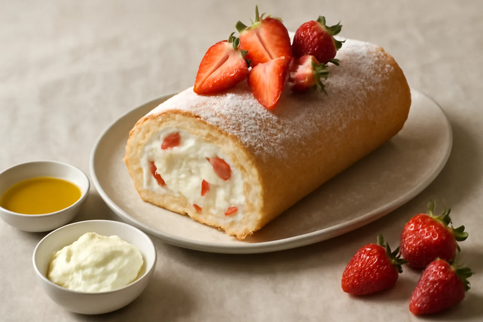 Rulada cu mascarpone, frisca si capsune