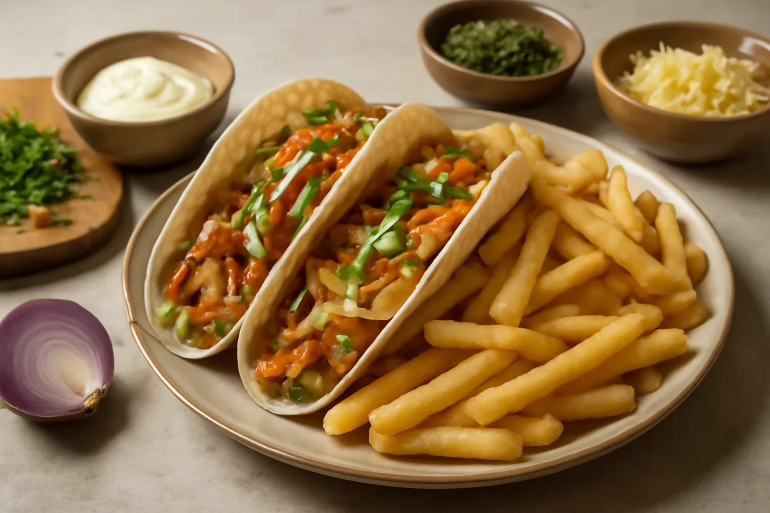 Tacos marocan cu pui, un sandwich satios si gustos