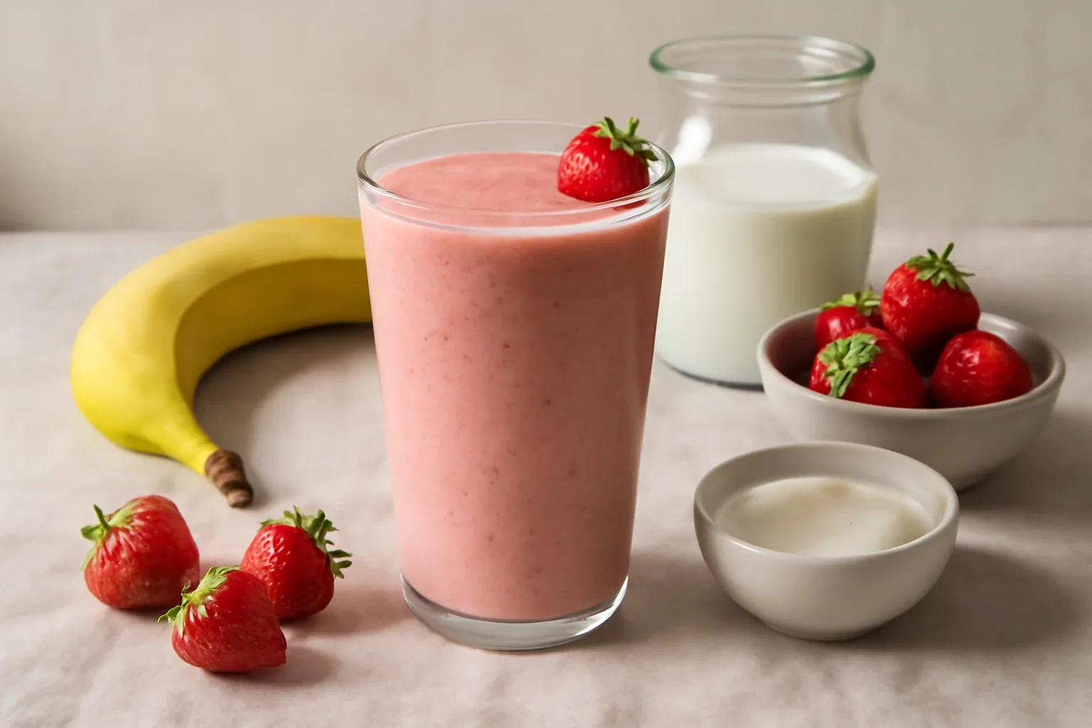 Smoothie cu banane și căpșuni