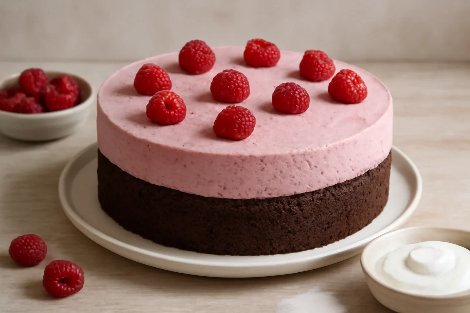 Prajitura cu ciocolata si mousse de zmeura