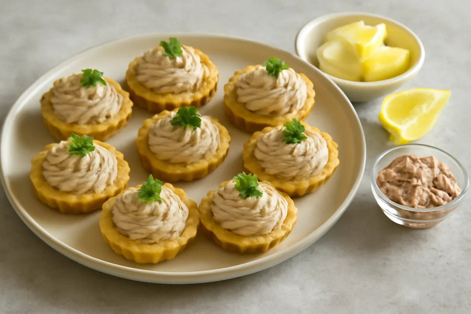 Aperitive cu mousse de ton, reteta de tarte sarate cu ton