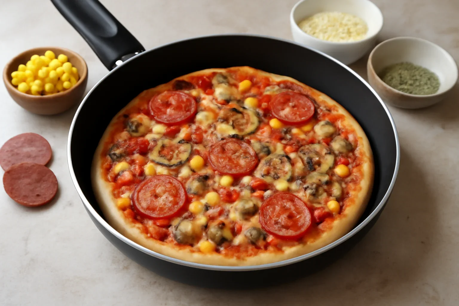 Pizza rapida la tigaie, reteta simpla cu tot ce ai in casa