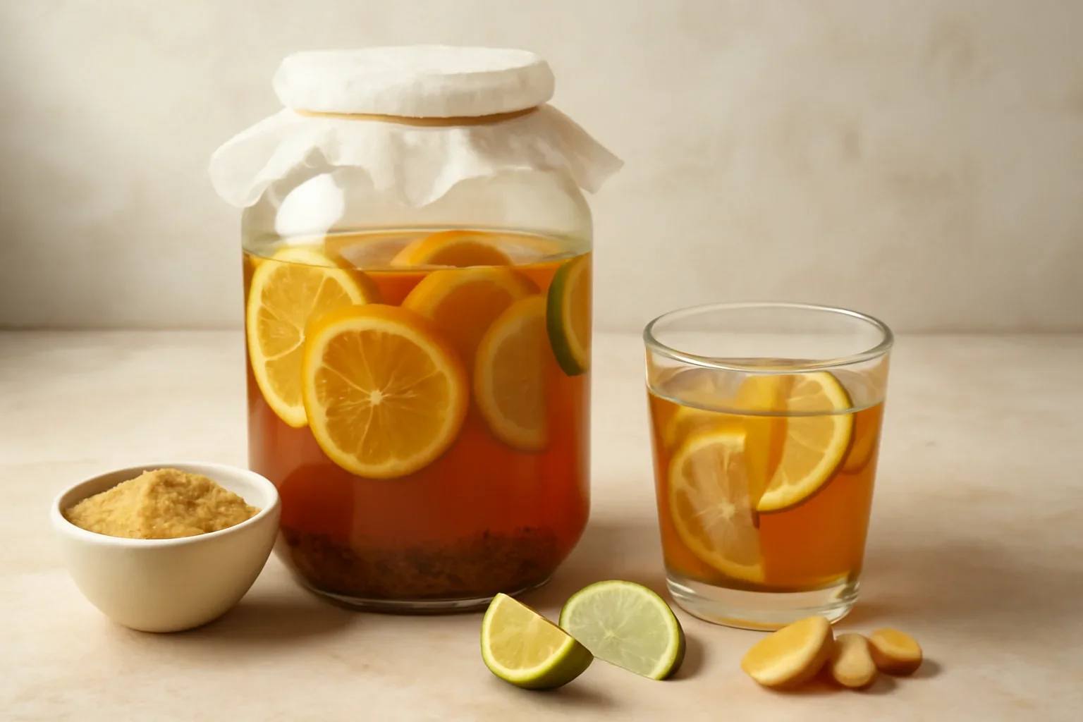 Kombucha din ceai verde cu citrice