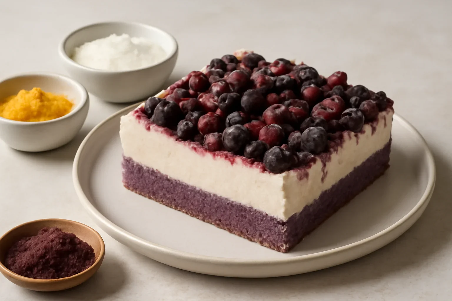 Prăjitură cu brânză și fructe de pădure – rețeta cu aronia și blat fără gluten